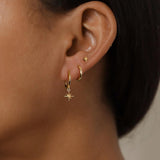 Fashion Stainless Steel Star Drop Earrings Set - 3 Piece