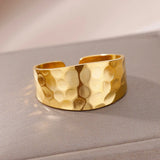 Gold Color Stainless Steel Wide Rings For Men Women