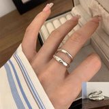 VENTFILLE 925 Sterling Silver Water Droplets Cross Ring