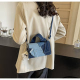 New Fashion Color Block Denim Square Shoulder Bag
