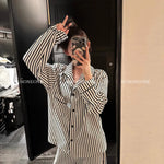 Luxury Striped Cotton Pajamas Women's Wide Leg Set  Clean Vanilla Store