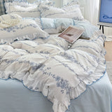 4pcs Floral Korean Lace Duvet Cover Set