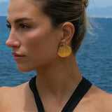 Vintage Gold Plated Snail Shell Earrings for Women