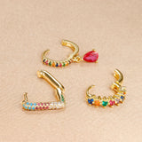 3PCS Water Drop Pendant Hoop Earrings Set for Women