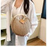 Casual Straw Woven Spherical Handbag for Women