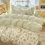Korean Lace 100% Cotton Duvet Cover Set, 3pcs