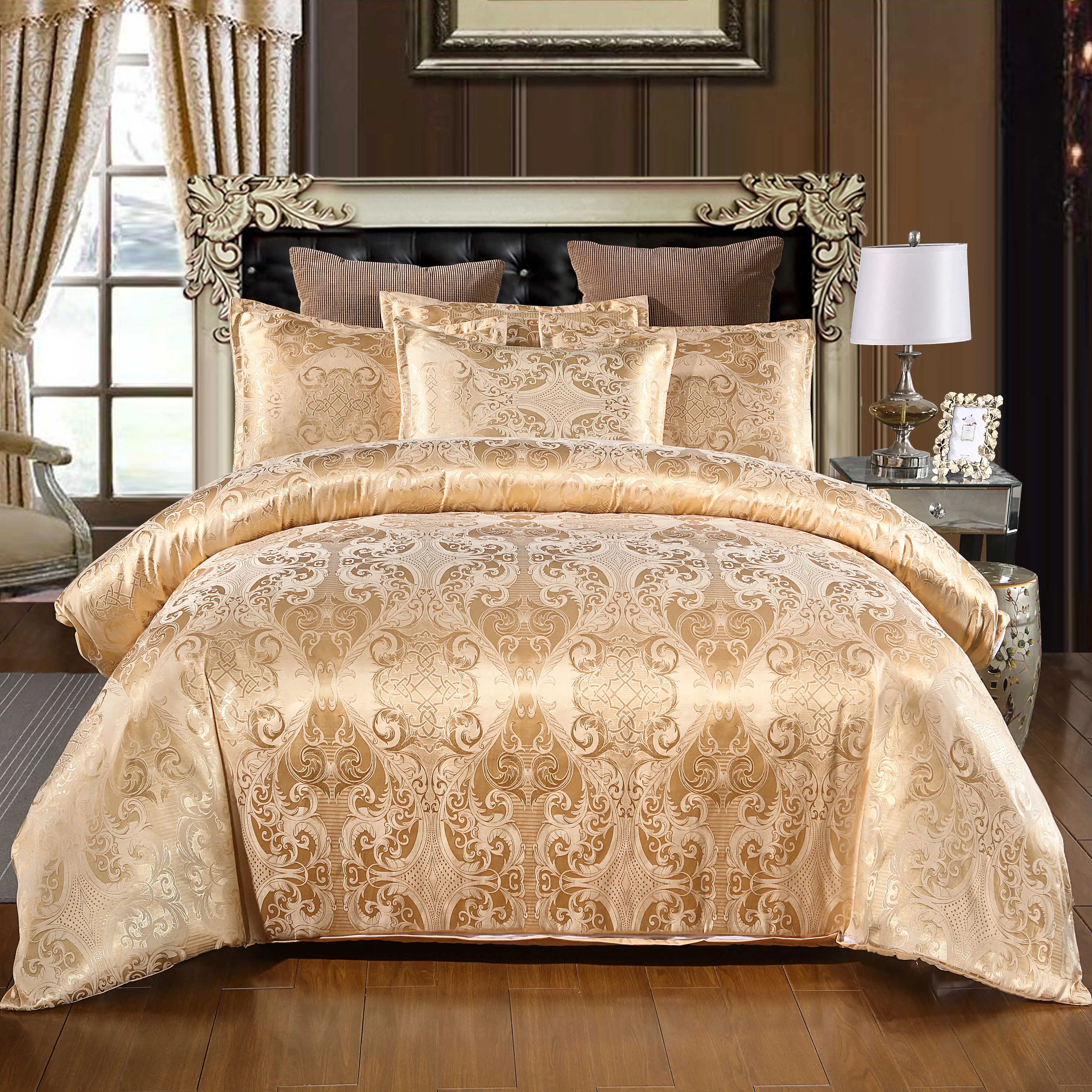 Floral Jacquard Satin Duvet Cover Set, 3 Piece