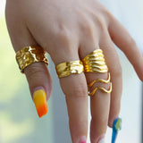Irregular Geometric Chunky Opening Rings for Women