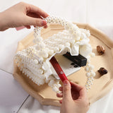 Noble Crystal Beaded Evening Bag with Pearl Chain  Clean Vanilla Store