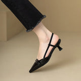 2024 New Summer Red Patent Leather Mid-Heel Sandals