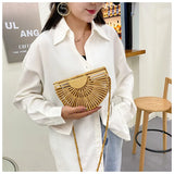 Fashion Half Moon Bamboo Shoulder Crossbody Bag