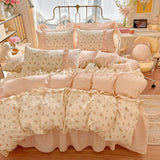 Korean Lace 100% Cotton Duvet Cover Set, 3pcs