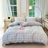 Colorful Cotton Plaid Duvet Cover Set, 3 Pcs
