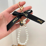 Imitation Pearl Bowknot Keychain Bag Charm Jewelry