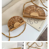 Fashion Half Moon Bamboo Shoulder Crossbody Bag