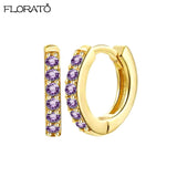 925 Silver Needle Crystal 9mm Small Hoop Earrings
