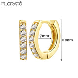 925 Silver Needle Crystal 9mm Small Hoop Earrings