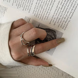 VENTFILLE 925 Sterling Silver Water Droplets Cross Ring