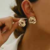 Geometry Twists UV Golden Stud Earrings for Women