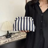 Striped Ruched Cloud Purse Summer Beach Clutch Bag