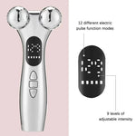 Electric Facial EMS Micro-current Beauty Instrument LED Display Face Lift 4D Roller Massager Skin Tighten Massage Beauty Device - Clean Vanilla