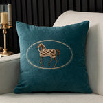 American Hand-Embroidered Cushion Cover Horse Pattern 45cm  Clean Vanilla Store