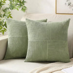 Green Luxury Corduroy Striped Cushion Covers 45x45CM  Clean Vanilla Store