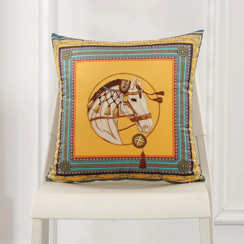 Luxury White Horse Velvet Pillow Case 45x45cm