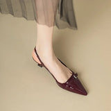 2024 New Summer Red Patent Leather Mid-Heel Sandals