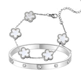 2pcs Sparkle Stainless Steel Bracelets for Women
