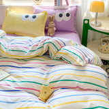 Nordic INS Black Pink Striped Duvet Cover Set 3pcs