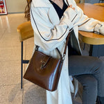 Real Oil Wax Leather Women's Bucket Bag - Large Capacity  Clean Vanilla Store