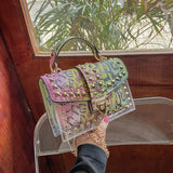 Women Studded Graffiti Crossbody Shoulder Bag 2023