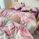 Korean Style Blue Letter Bedding Set for All Sizes 4 pcs