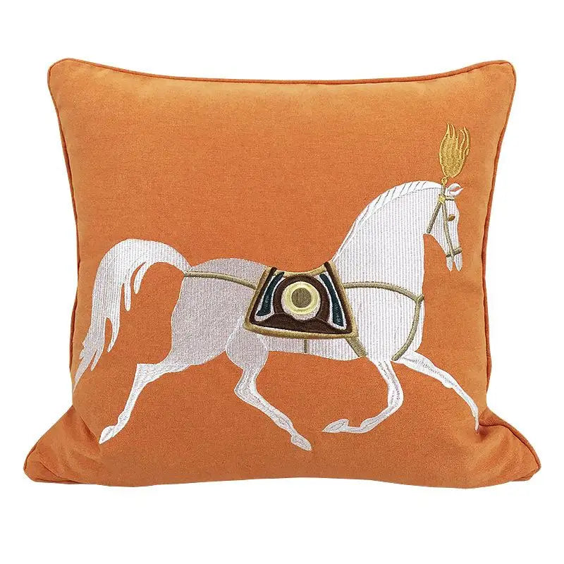 Luxury Horse Embroidery Cushion Cover Set of 2