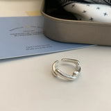 VENTFILLE 925 Sterling Silver Water Droplets Cross Ring