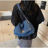 Denim Chain Crossbody Bag for Daily Work & Travel
