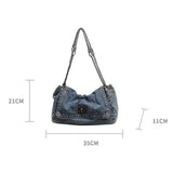 Denim Chain Crossbody Bag for Daily Work & Travel