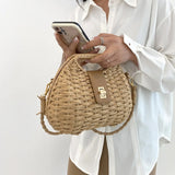 Woven Elegant Straw Woven Bag Solid Color Crossbody Bag