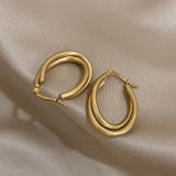 Stainless Steel U-Shaped Texture Hoop Earrings Women