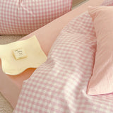 Simple Pink Stripe Bedding Set with Pillowcases 3pcs