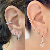 925 Silver Needle Crystal 9mm Small Hoop Earrings