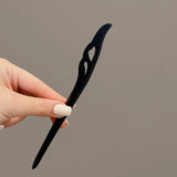 New Women Fashion Simple Black Wood Hairpin