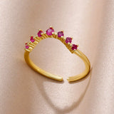 Gold Color Stainless Steel Adjustable Heart Ring