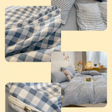 Black White Small Checks Printed Bed Set - 4 Pcs