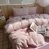 Korean Cotton Pink Stripes Duvet Cover 150x200 Size