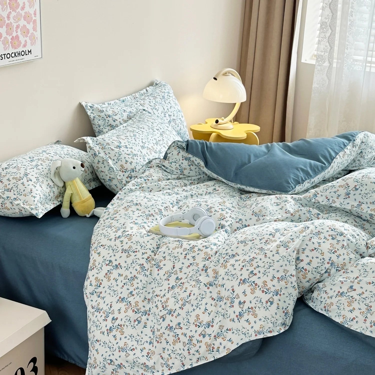 INS Gentle Pink Rose Bedding Set for Girls Women Kawaii 4 pcs
