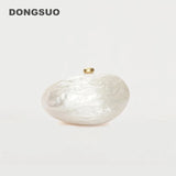 Egg Shell Clutch Bag with Pearl Detail for Parties