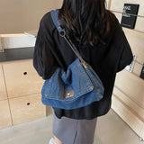 Denim Chain Crossbody Bag for Daily Work & Travel