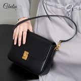Genuine Leather Women's Handbag 2025 Luxury Tofu Bag